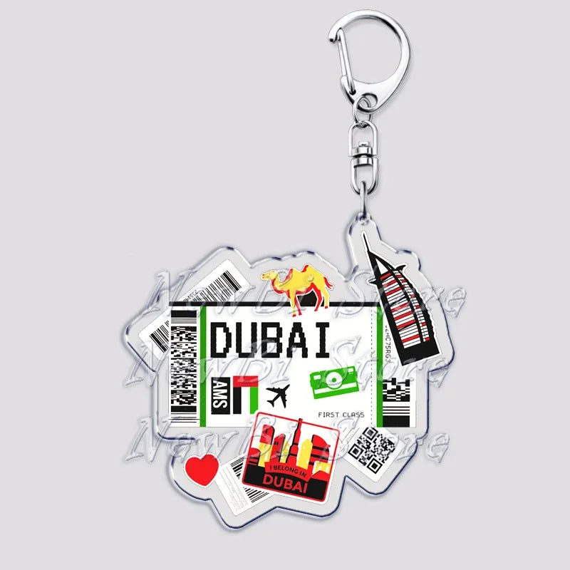 Hot Boarding Pass Keychains for Accessories Bag  NEW YORK TOKYO SEOUL PARIS LONDON Travel Souvenir Tickets Keyring Friends Gifts