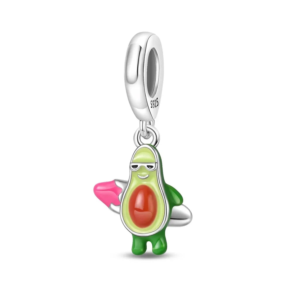 925 Sterling Silver Health Avocado Banana Tomato Charm Pendant Fit Charm Original Bracelet Made for Women Jewelry Making