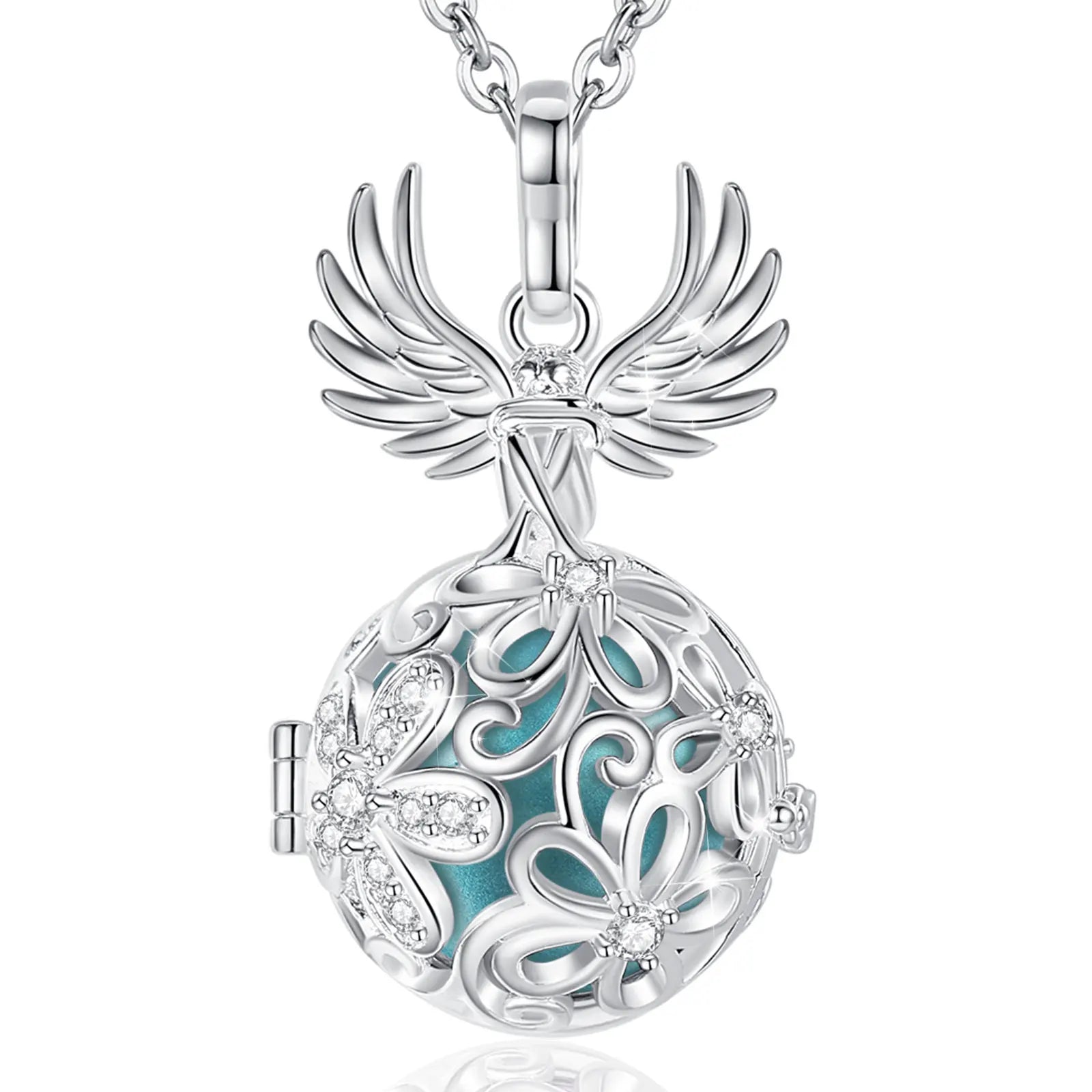 Eudora Collier Bola de Grossesse Necklace 18MM Ball Flower Angel Caller Musical Bell Pendant DIY Jewelry Gift for Pregnant Women
