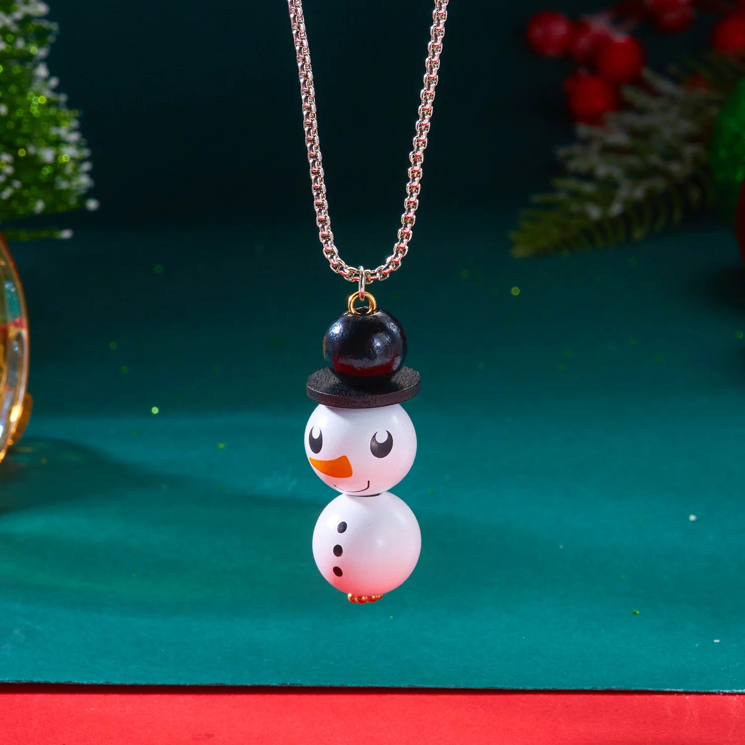 Trendy Christmas Necklace for Women Girls Cartoon Santa Claus Snowman Pendant Long Sweater Chain Choker Party New Year Gifts