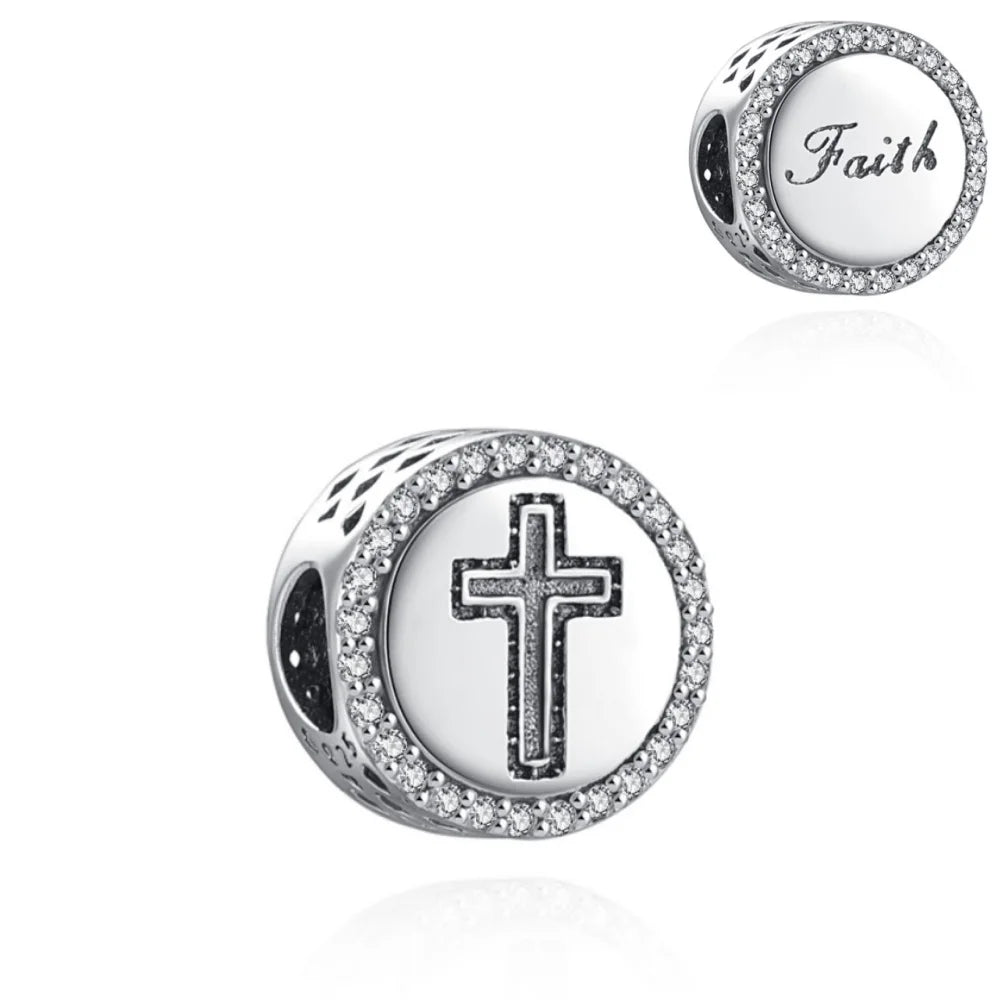 Fine religion series 925 Silver Jesus Bible Diy Bead cross Pendant Fit Original Bracelet Trinket Jewelry Figure Buddha Charm