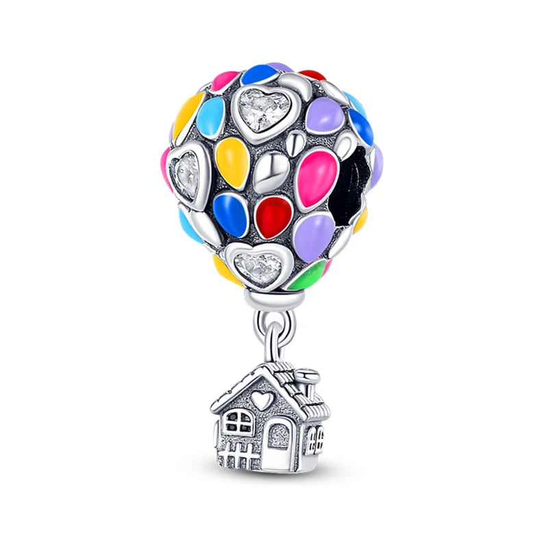 Romantic 925 Silver Couple Colourful Heart Shaped Hot Balloon Charms Beads Fit 3mm 925 Original Bracelets DIY Jewelry Gifts