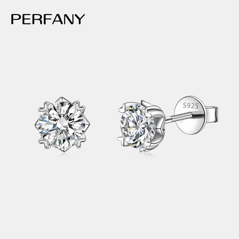 PERFANY 0.3-2CT Moissanite Stud Earrings Women S925 Pure Silver Shining Laboratory Cultivate Diamond Fashion High Jewelry - Madeinsea©