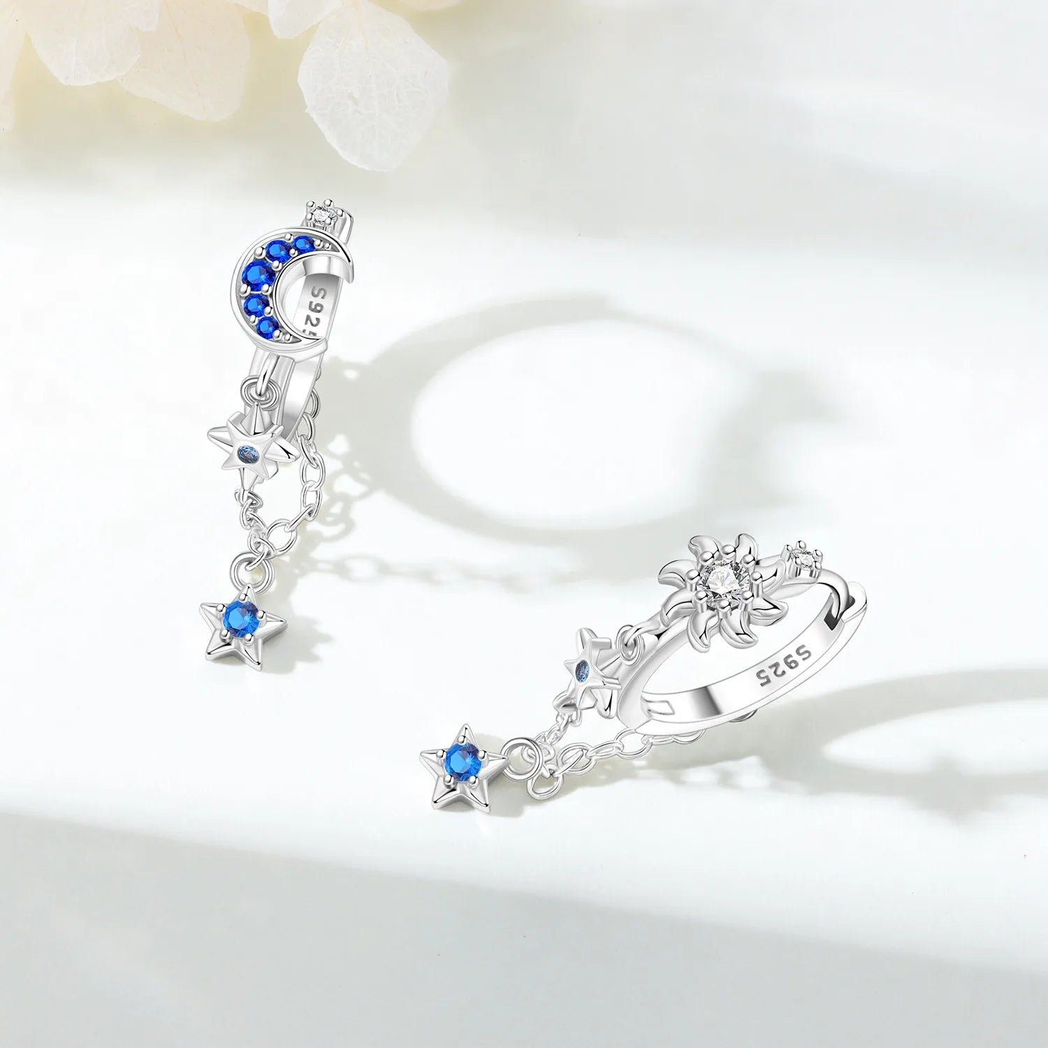 PANPOKI 925 Sterling Silver Sun Moon Stars Tassel Drop Earrings Women Earrings Charm Fashion Versatile Party Jewelry Gifts