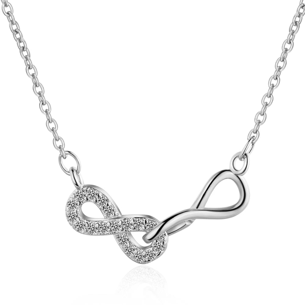Collier pendentif « Amour infini » en argent sterling 925, bijou raffiné pour femme, symbole d'amitié éternelle. Chaîne en argent.