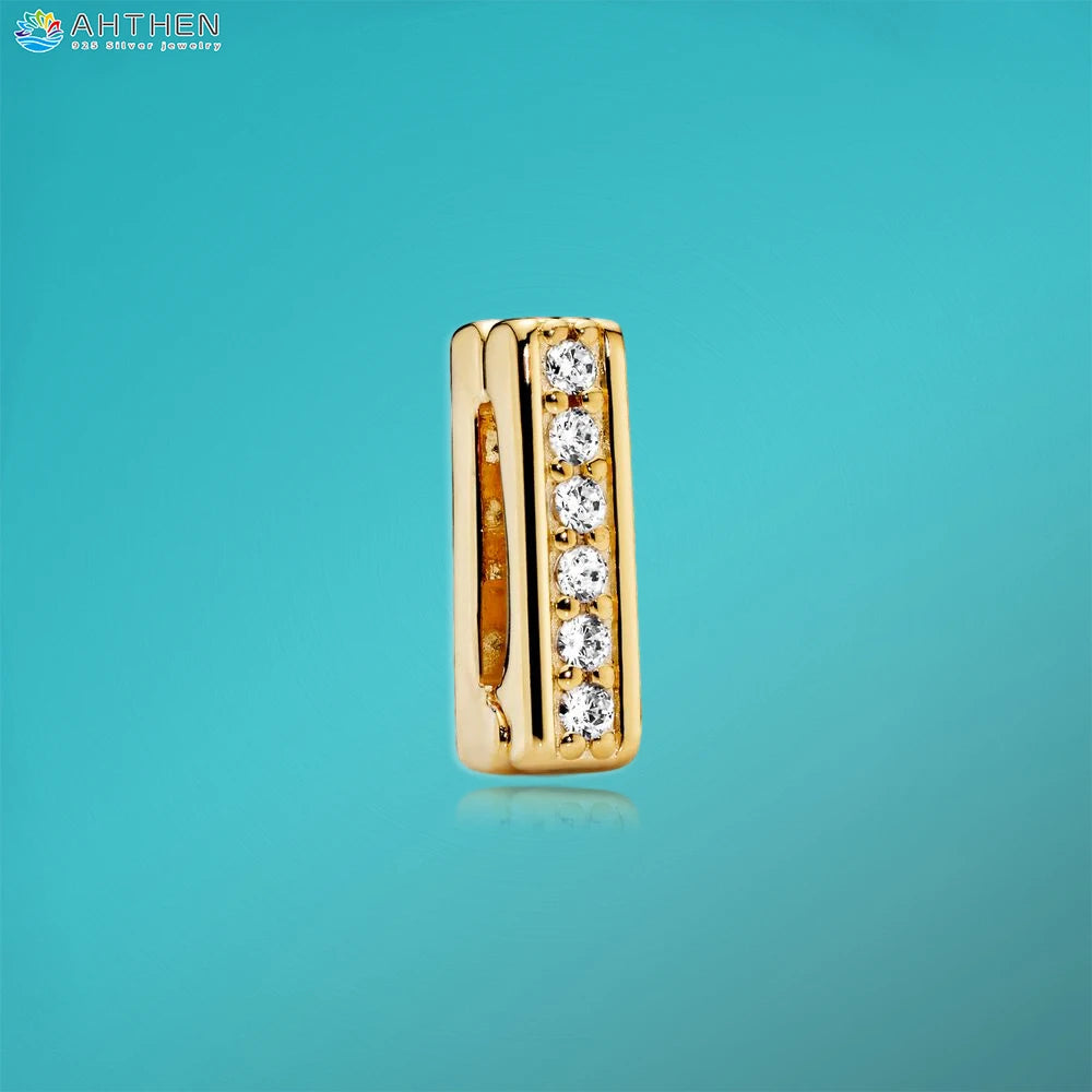 Ahthen 925 Sterling Silver Bead Silver Star Timeless Sparkle Heart Dangle Clip Charms fit Snake Chain Reflexions Bracelets