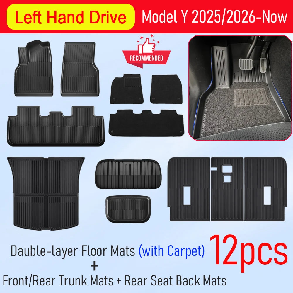 for Tesla Model Y Juniper 2025 2026 Car Floor Mats Cargo Liner Trunk Mats Backrest Kick Pads Protection Car Interior Accessories - Madeinsea©