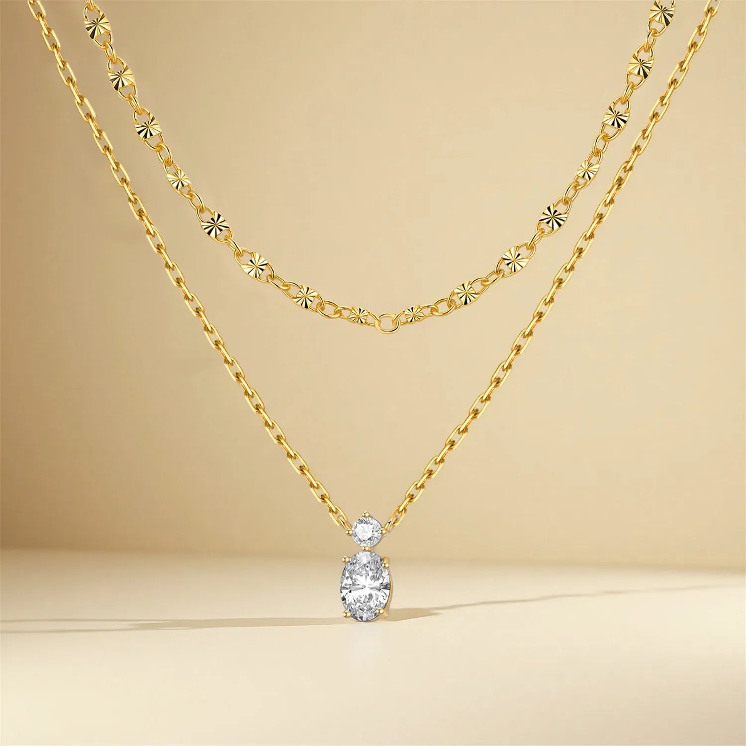 PANPOKI 925 Sterling Silver Exquisite Zircon Double-layer Necklace Pendant Necklace for Women Birthday Gifts Fine Jewelry