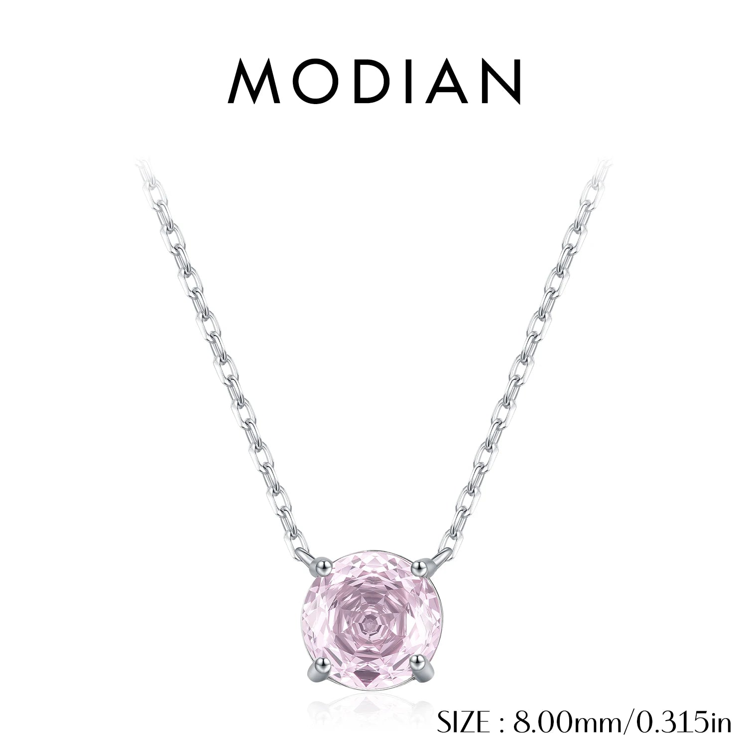 MODIAN 925 Sterling Silver Multi-Color Fashion Round Rose Cut Zirconia Pendant Necklace For Women Vacation Fine Jewelry  ﻿