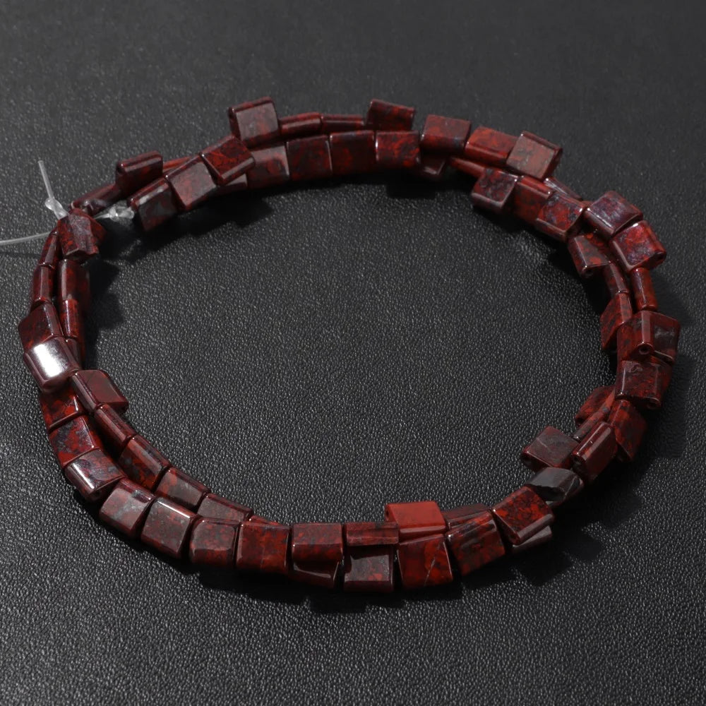 5MM Double Hole Square Bead Natural Tiger Eye Quartzs Imperial Jaspers DIY Beads For Jewelry Making Bracelet Necklace Handmade