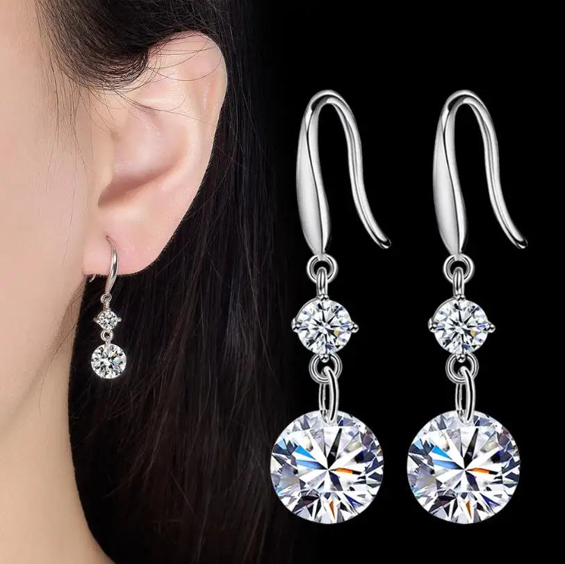 100% Real Silver 925 D Color 6.5mm Moissanite Diamond Hook Earrings Dangle Drop Earring for Women Wedding Jewelry Valentine Gift