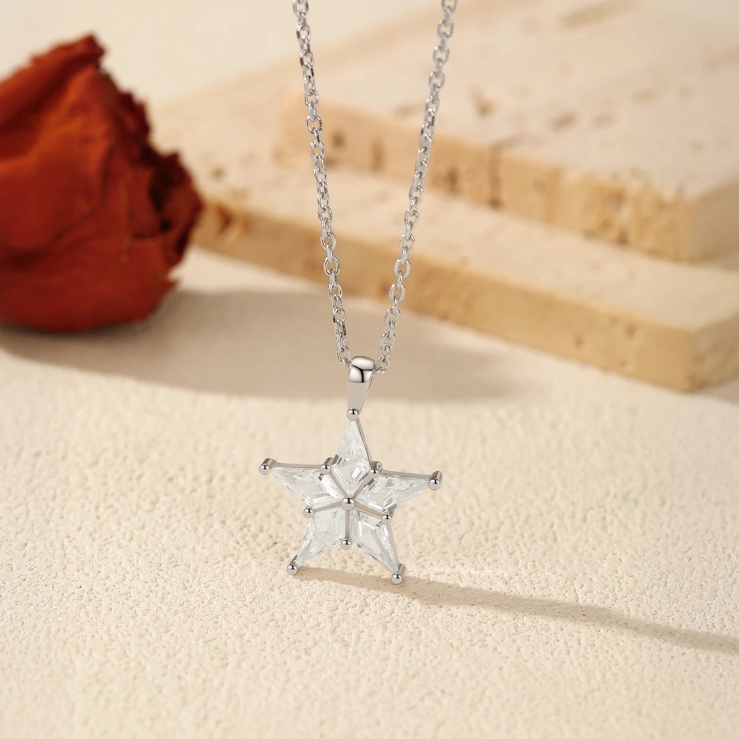 MODIAN 925 Sterling Silver Delicate Shinning Stars Necklace Clear Zirconia Stackable Pendant Necklaces For Women Fine Jewelry