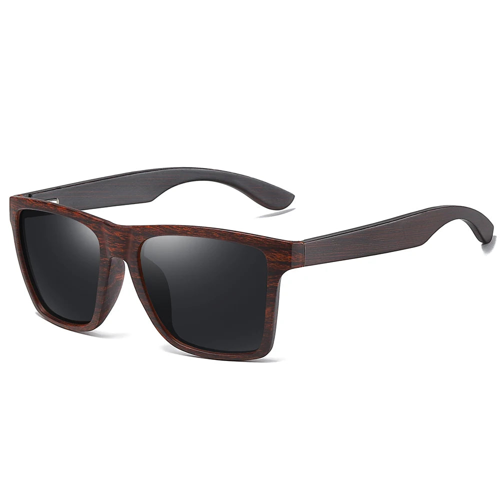 XSW Wood Sunglasses Men Women Polarized Rivet Square Brand Designer Real Wood Temple Sunglasses Vintage Glasses 5515H - Madeinsea©