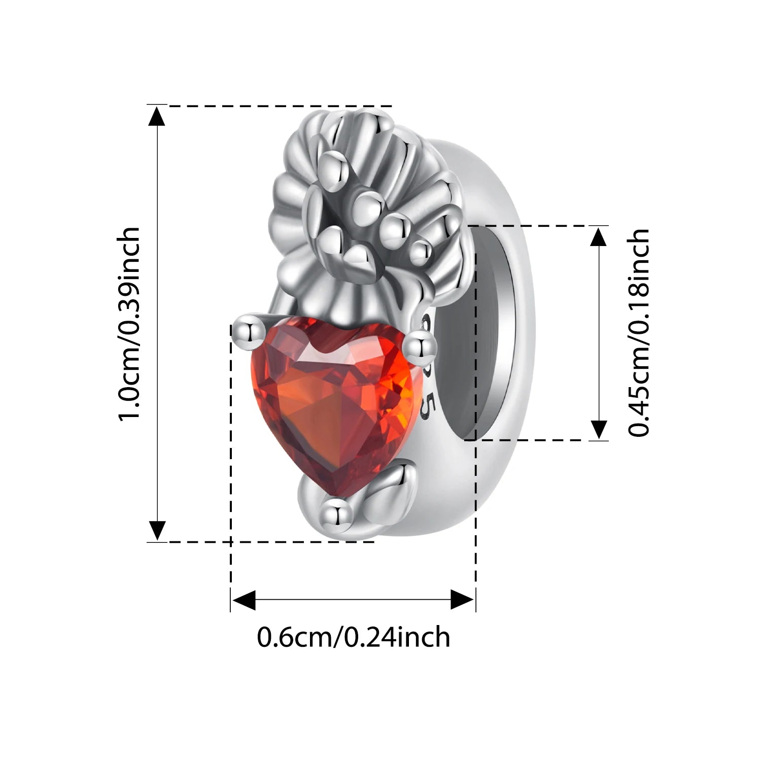 BISAER 925 Sterling Silver Red Love Charm Bead Koi Apple Cherry Mushroom Chili Ace Heart Pendant For Women DIY Bracelet Jewelry