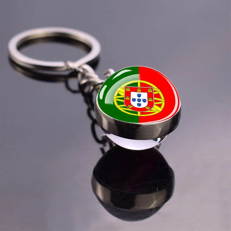 Europe Countries Flag Glass Ball Keychain Russia France Spain UK Italy Poland Ukraine Flag Keyring Travel Gift