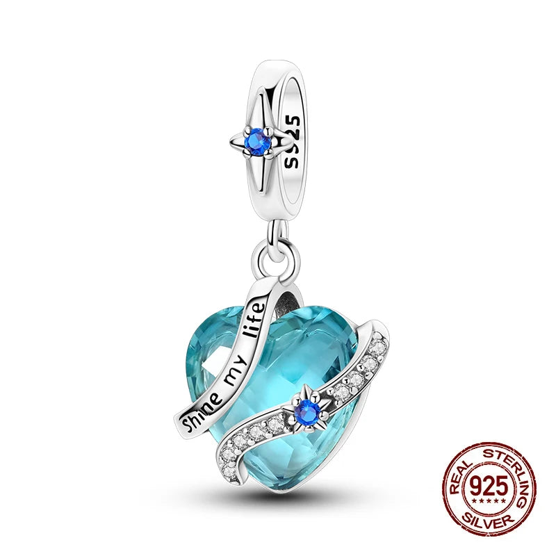 100% 925 Sterling Silver Glowing Planet Zircon Flower Fairy Four Leaf Clover Charms Bead Fit Original Bracelets DIY Jewelry Gift