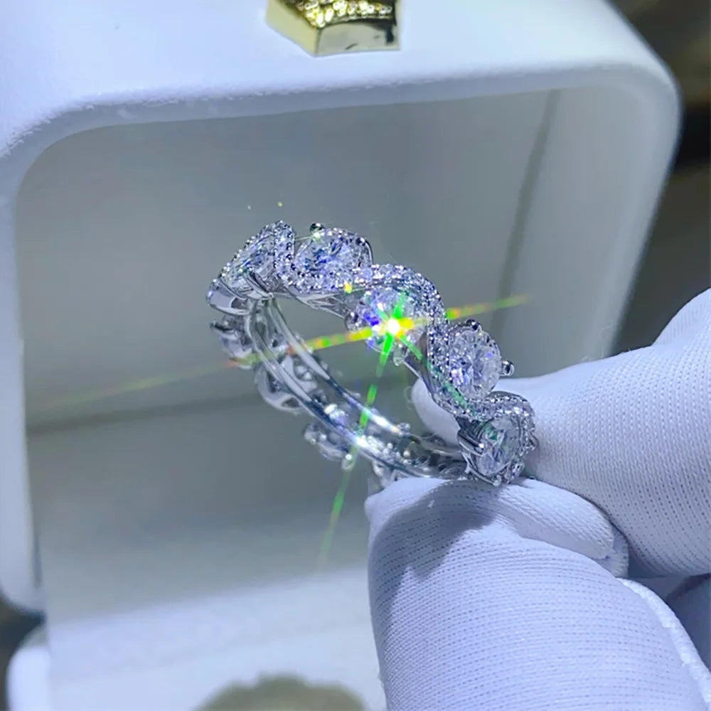 Serenity 4mm D Color Moissanite Rings for Women Men 100% S925 Sterling Silver Plated 18K Lab Diamond Row Rings Fine Jewelry GRA - Madeinsea©
