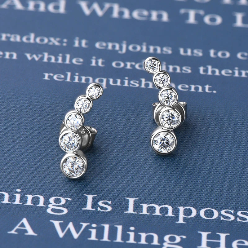 2025New OXTAO 925 Sterling Silver Round Cut Moissanite Ear Tragus Cartilage Helix Conch Lobe Piercing Earrings Jewelry for Women