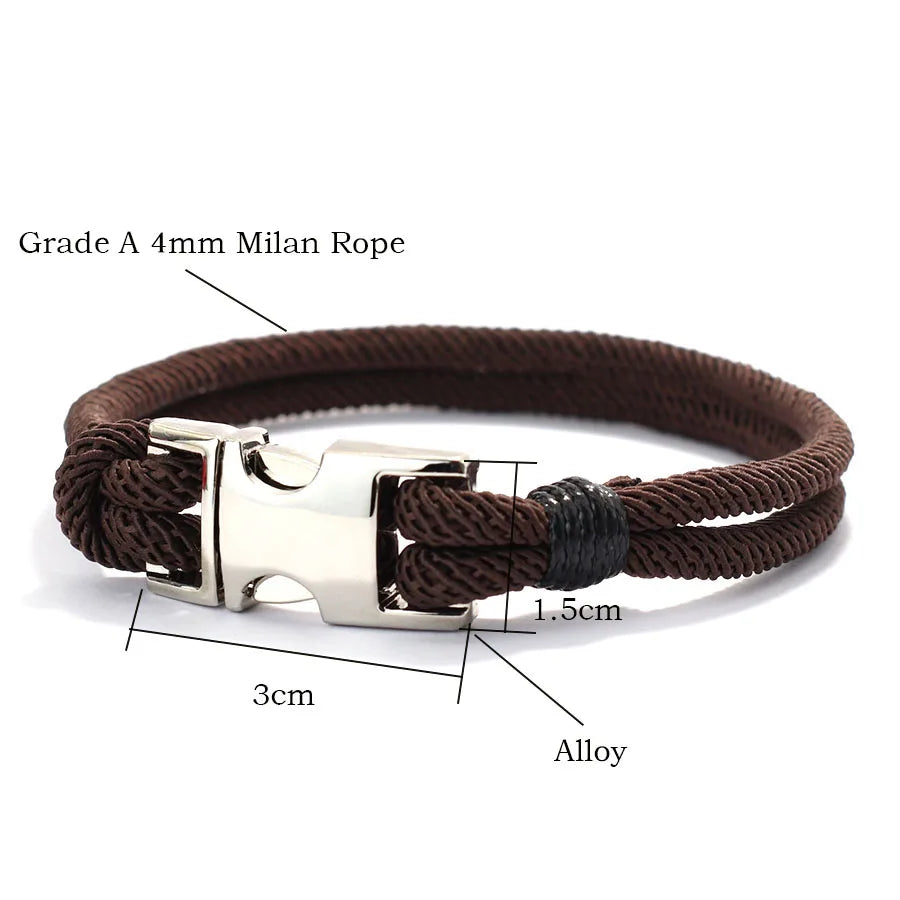 New Good Luck Rope Bracelet Men Bilayer Detachable Buckle Wrap Braslet Locomotive Cool Riding Outdoor Survival Braclet Pulseria