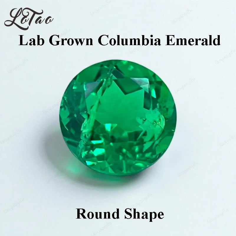 Lab Grown Columbia Emerald Hand-cut Multiple Size Charms Gemstone Round Shape for Jewelry Rings Earrings Making Selectable AGL
