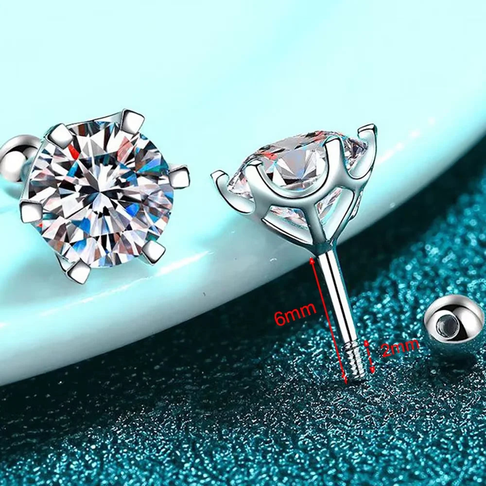 Serenity 0.5-2ct D VVS1 Moissanite Screw Earrings for Women Wedding Bridal 100% S925 Sterling Silver Earrings Anniversary Gift - Madeinsea©
