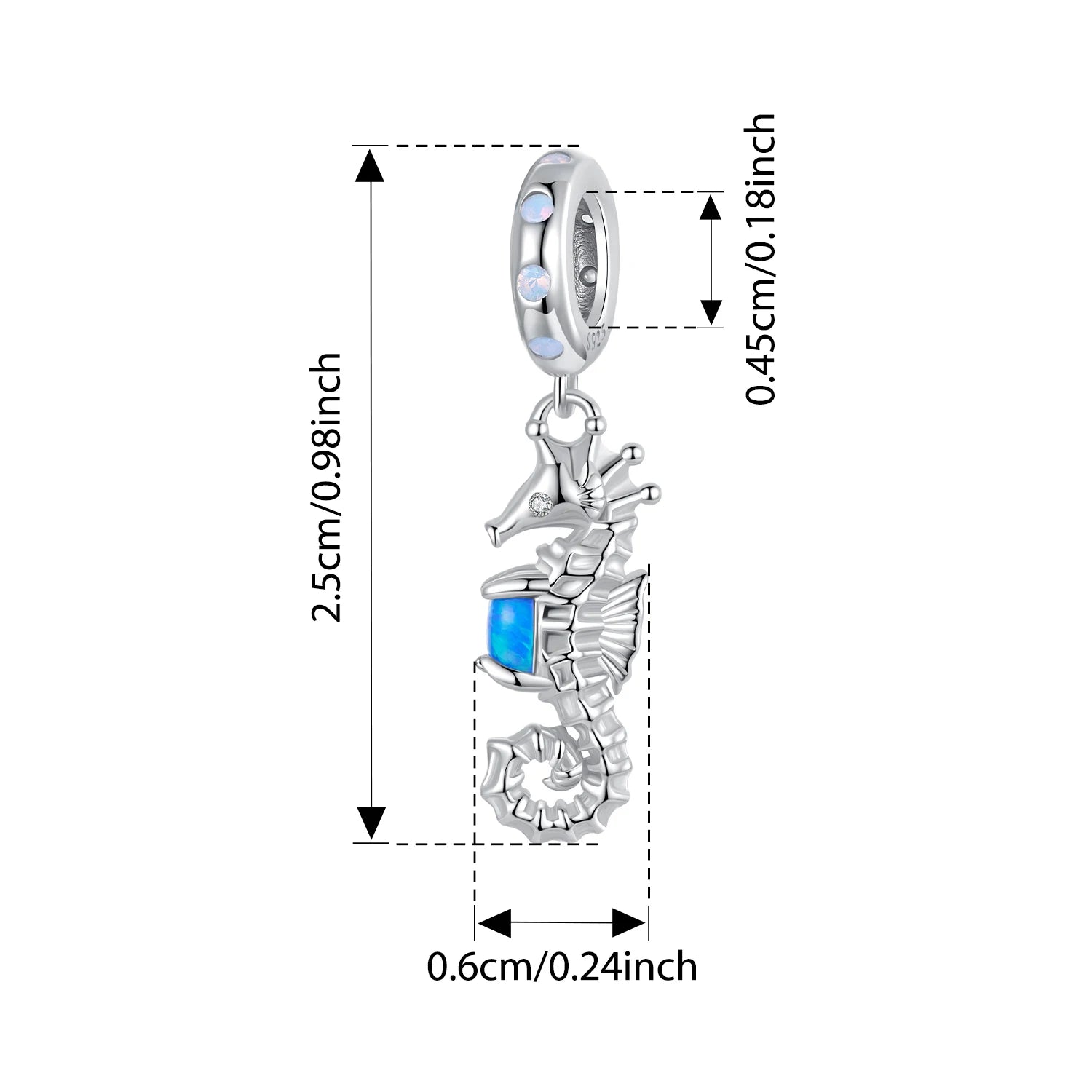 BISAER 925 Sterling Silver Fantasy Turtle Octopus Charm Bead Starfish Seahorse Fishtail Pendant for Women DIY Bracelet Jewelry