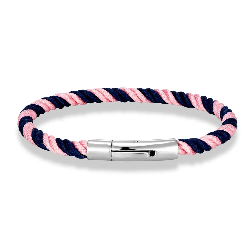 MKENDN Minimalist Braided Rope Bracelet Stainless Steel Snap Fastener Lucky Surfing Thread Bracelet Gift for Men Women Couple