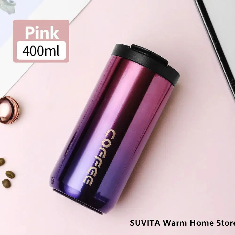 400ML Stainless Steel Coffee Thermos Leakproof Car Vacuum Flasks Thermal Coffee Mug Portable Travel Portable Insulated Bottle