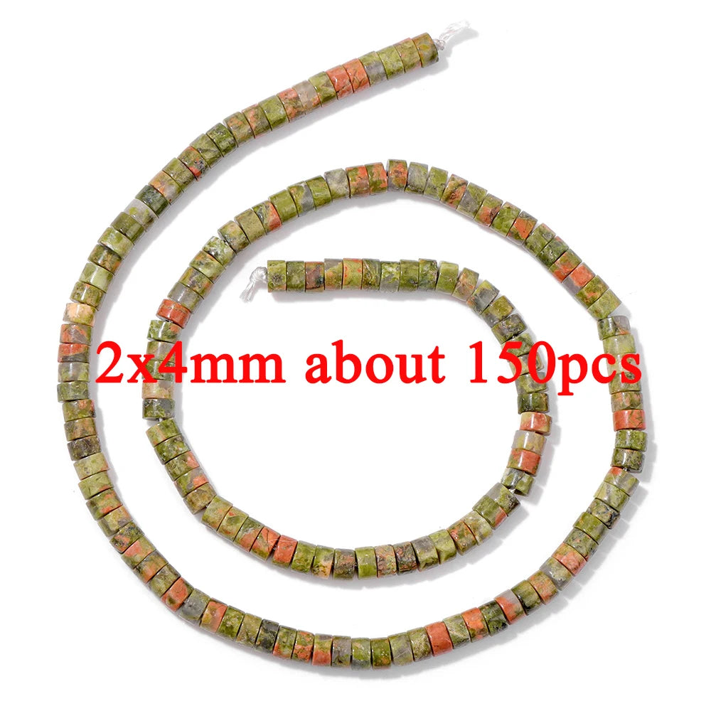 Wholesale Natural Unakite Stone Bead Green Jasper Loose Spacer Beads For Jewelry Making DIY Bracelet Necklace Accessories Supply