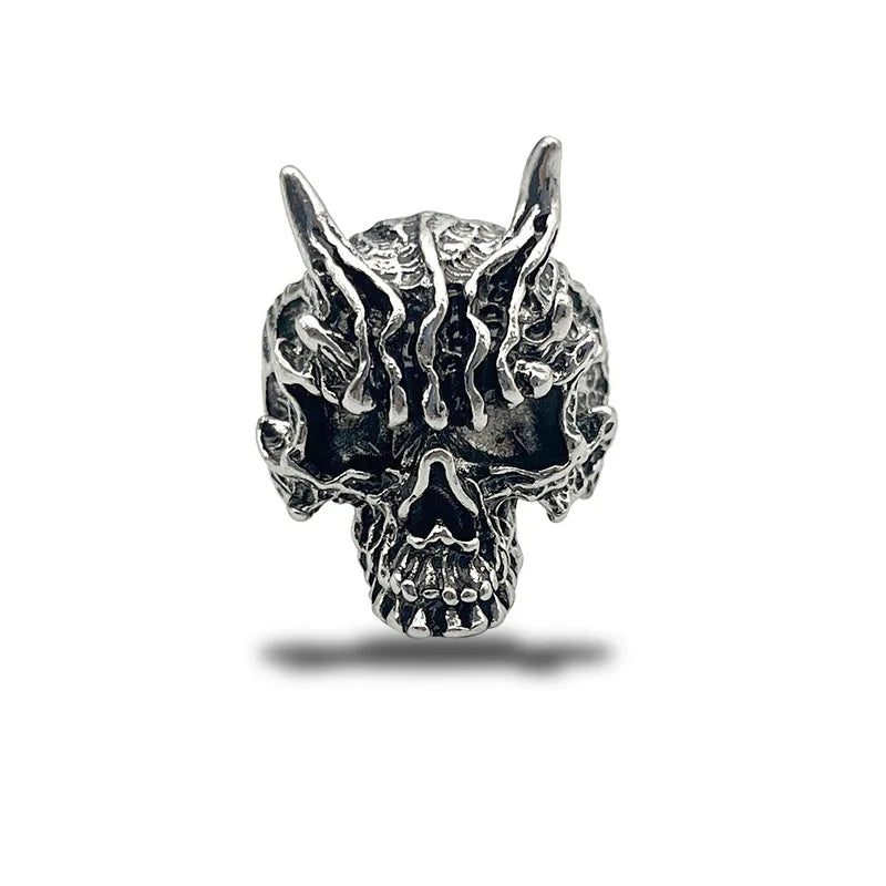 Retro Dark Rakshasa Skull Ring For Men Punk Gothic Rock Hiphop Open Ring Biker Accessories Handmade Designer Jewelry Unisex Gift