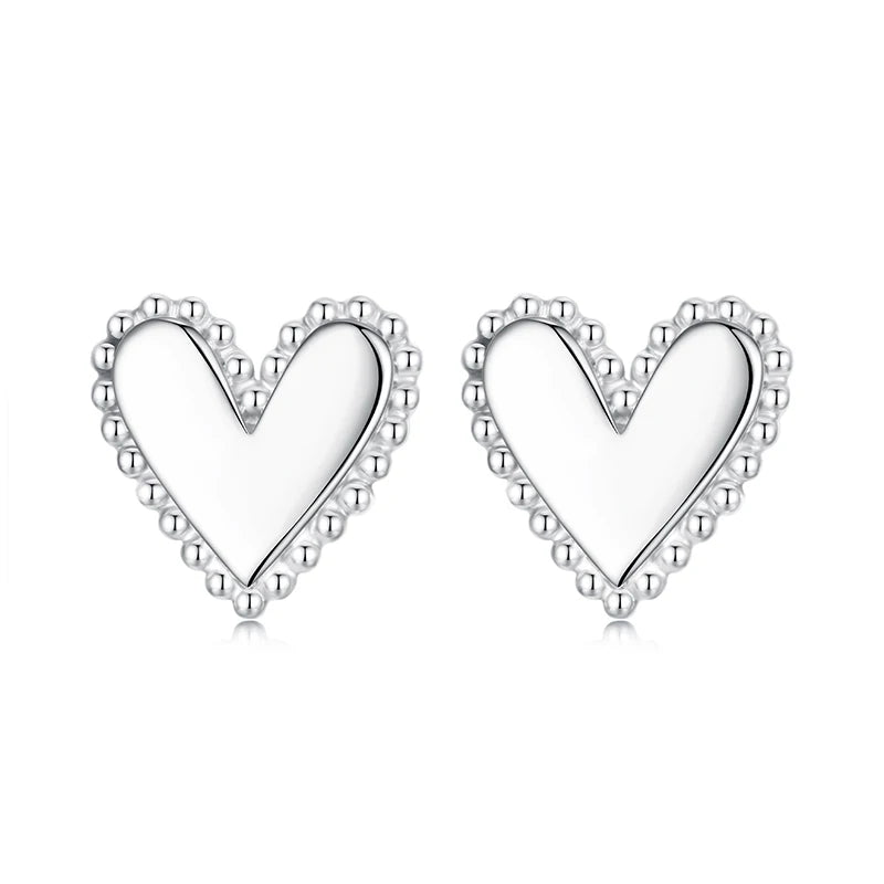 WOSTU 925 Sterling Silver Mini Heart Stud Earrings For Women , Simple Wedding Hollow Earrings for Women Minimalism Jewelry Gift