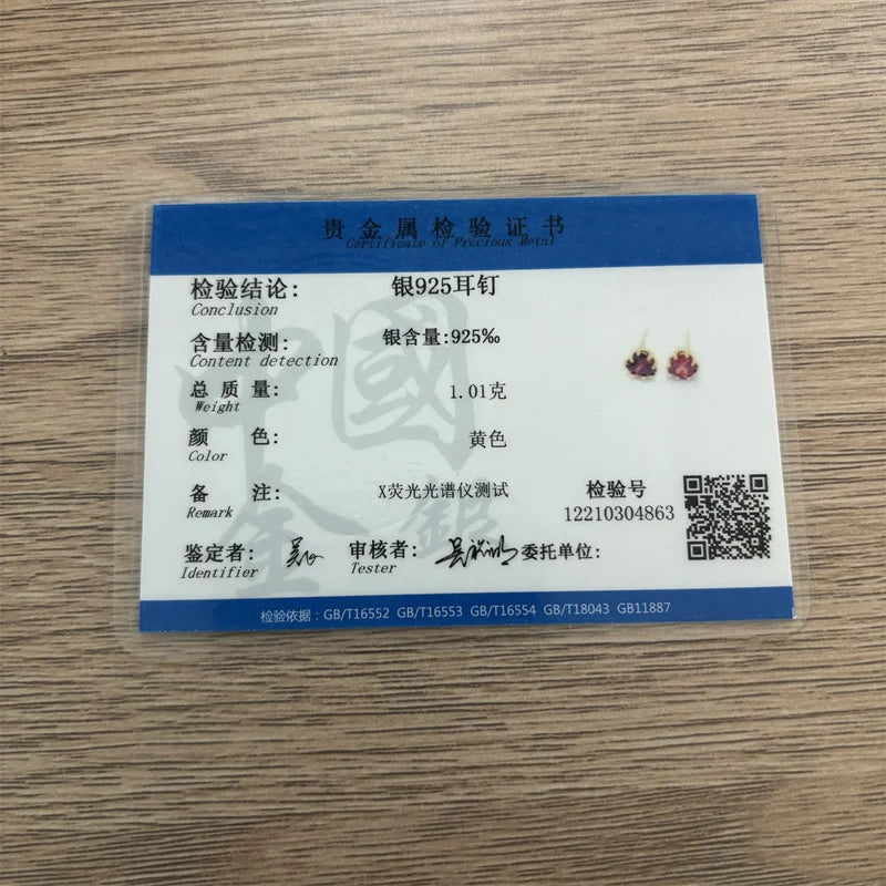 925 Sterling Silver Red Heart Stud Earrings For Women Luxury Temperament Wedding Party Jewelry Accessories Girlfriend Gift