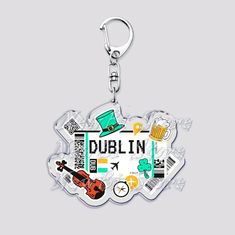 Hot Boarding Pass Keychains for Accessories Bag  NEW YORK TOKYO SEOUL PARIS LONDON Travel Souvenir Tickets Keyring Friends Gifts