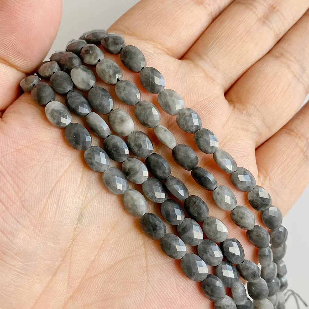 Fashion Natural Oval Shape Stone Bead Faceted Jades Tiger Eye Jaspers Loose Spacer Beads DIY Necklace Bracelet Earrings 6x8mm