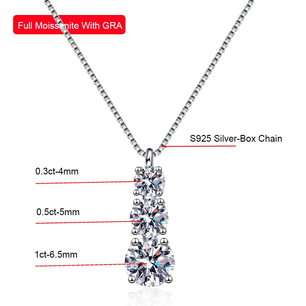 Serenity 1.8ct D Moissanite Pendant Necklace Women Gift S925 Sterling Silver Jewelry Sparkling Lab Diamond Neck Chain Plated 18K - Madeinsea©