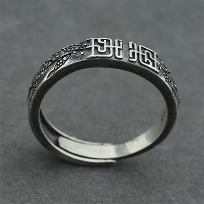 Bague rétro en argent sterling 925 avec motif de poisson sculpté, cadeau d'anniversaire pour couple, bijou tendance pour homme et femme, ajustable