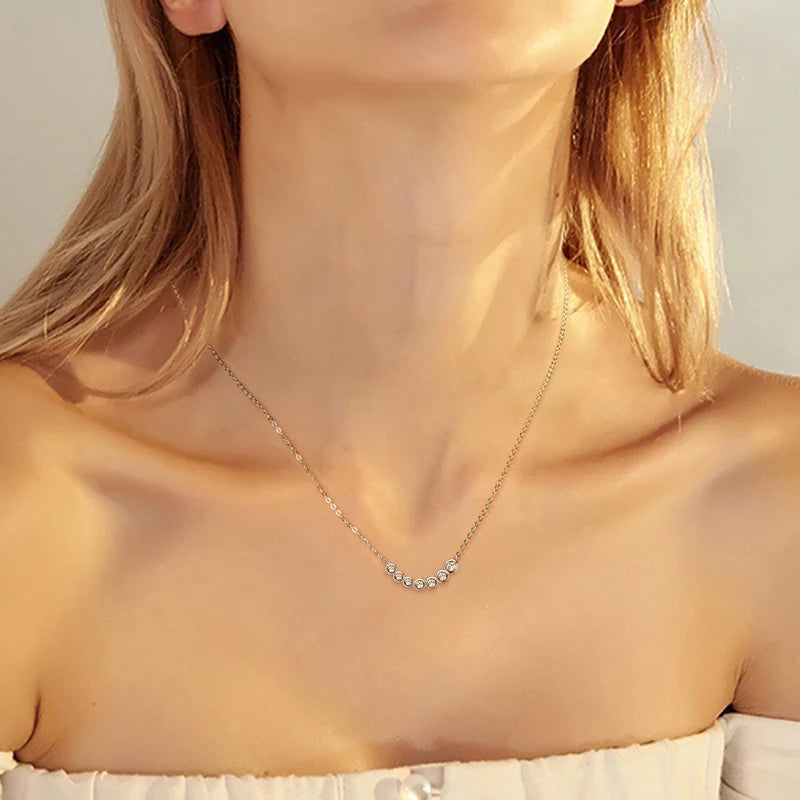 D Color Seven-Stone Moissanite Necklace 925 Sterling Silver Jewelry Clavicle Sparkling Women's Gift Christmas Valentine Day