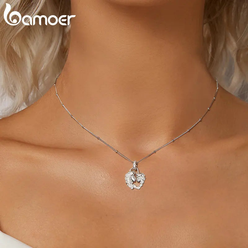 Sterling Silver Mom and Son Pendant Necklace / Heart-shaped Necklace for Women - Madeinsea©