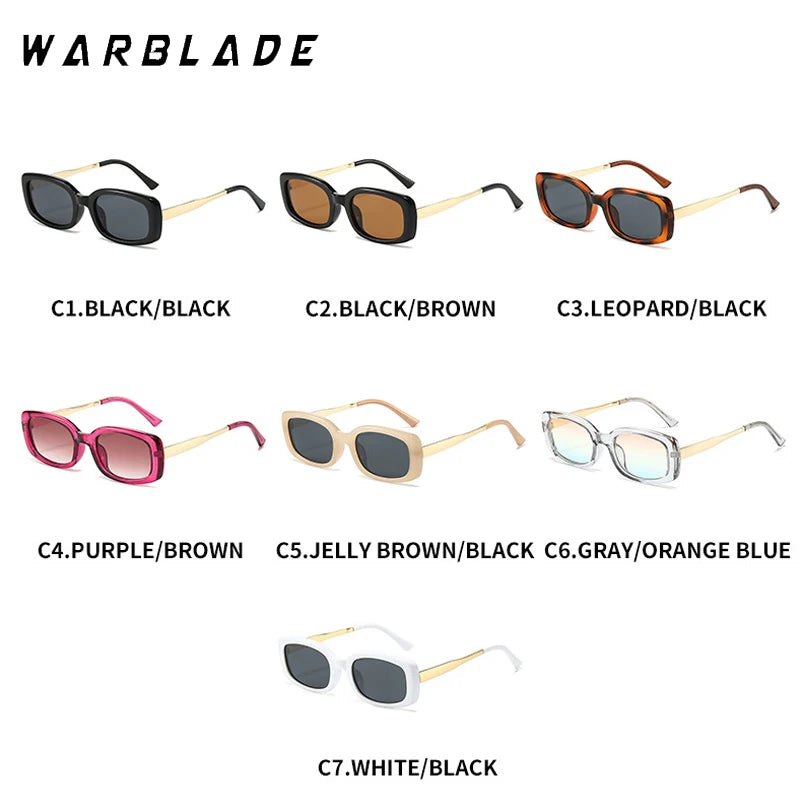 Vintage Rectangle Frame Sunglasses Men Fashion Metal Square Sun Glasses Luxury Brand Design UV400 Shades Eyewear Women Goggles