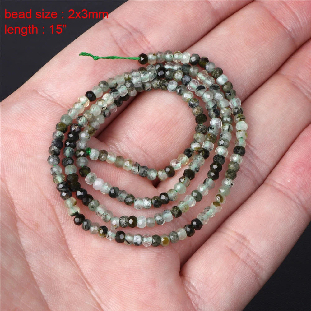 Natural Stone Beads Green Prehnites Round Faceted Loose Spacer Raw Chip Bead For Jewelry Making Needlework Diy Bracelet Necklace