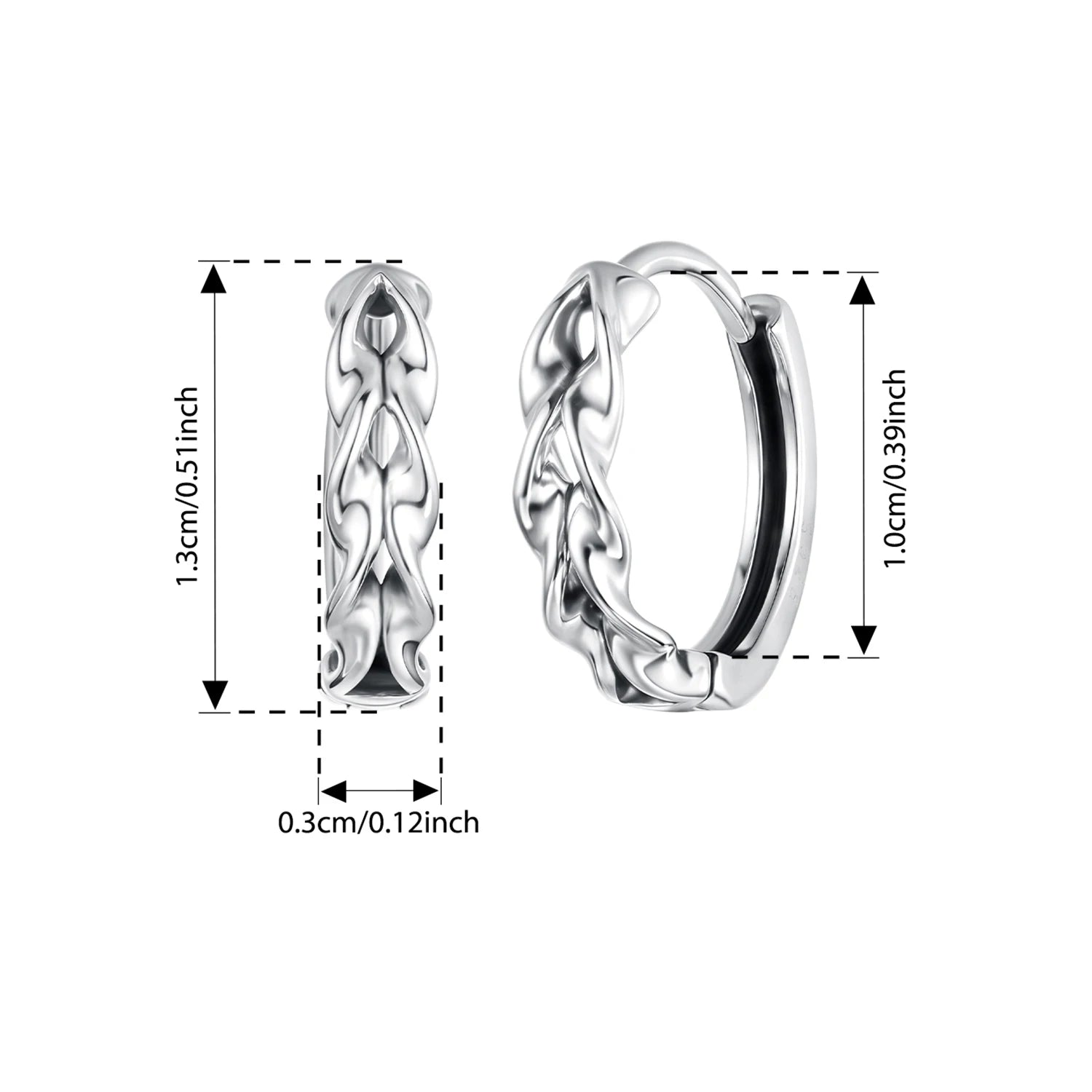 BAMOER Geometric Hoop Earrings Twisted Round Ear Buckles Original for Women Punk Girls 925 Sterling Silver Simple Jewelry Gift