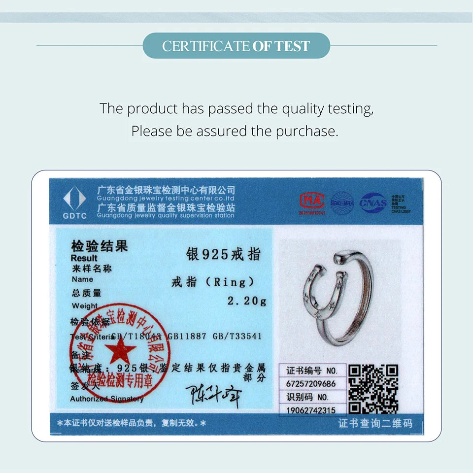 BAMOER 925 Sterling Silver U-shape Open Ring Lucky Horseshoe Ring with Star Zircons for Lover Girl Vintage Blessing Dating Gift