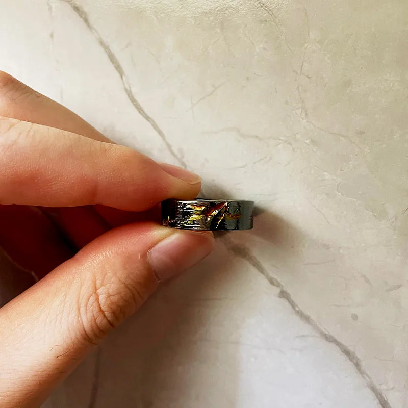 Retro Carved Crack Painting Ring For Women Men Vintage Handmade Open Ring Punk Gothic Accessories Designer Jewelry Love Gift - Madeinsea©