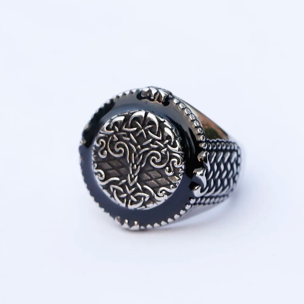 Nordic viking Yggdrasil Viking Tree of Life Ring Men Retro Hip Hop Biker Celtic Knot Ring Stainless Steel Amulet Jewelry Gift