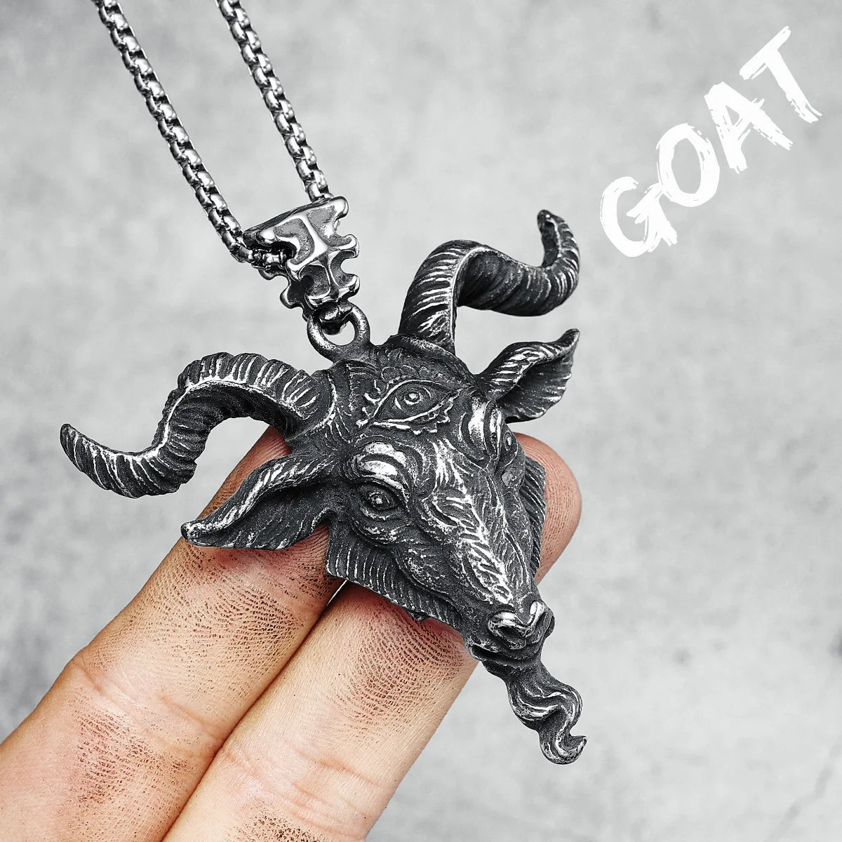 Ram Goat Necklaces 316L Stainless Steel Eye of Truth Men Pendants Stout Horn Chains Rock Punk for Friend Male Jewelry Best Gift