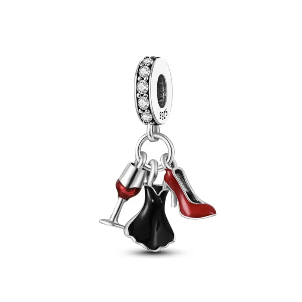 New European Style 925 Silver Black, Bagua, Watch Computer, Camera, Cat, Bead Pendant, Original Bracelet DIY Women's Jewelry