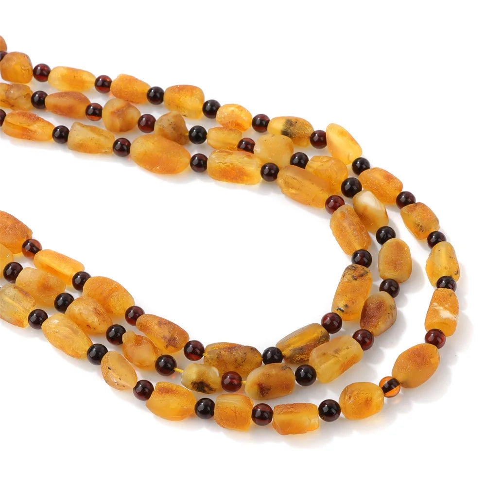 100% Natural Irregular Amber Stone Bead Round Oval Nugget Chips Raw Ambers Beads DIY Bracelet Necklace Jewelry Accessories