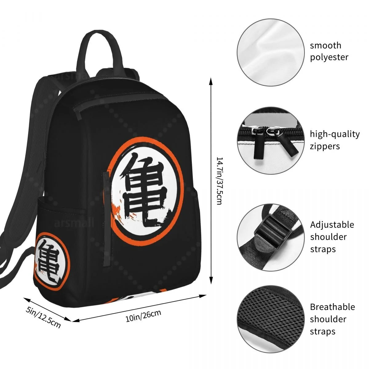 DBZ KanjiTravel Backpack College Book Bag for Men Women Lightweight Casual Should Bags for Outdoor Sports Hiking