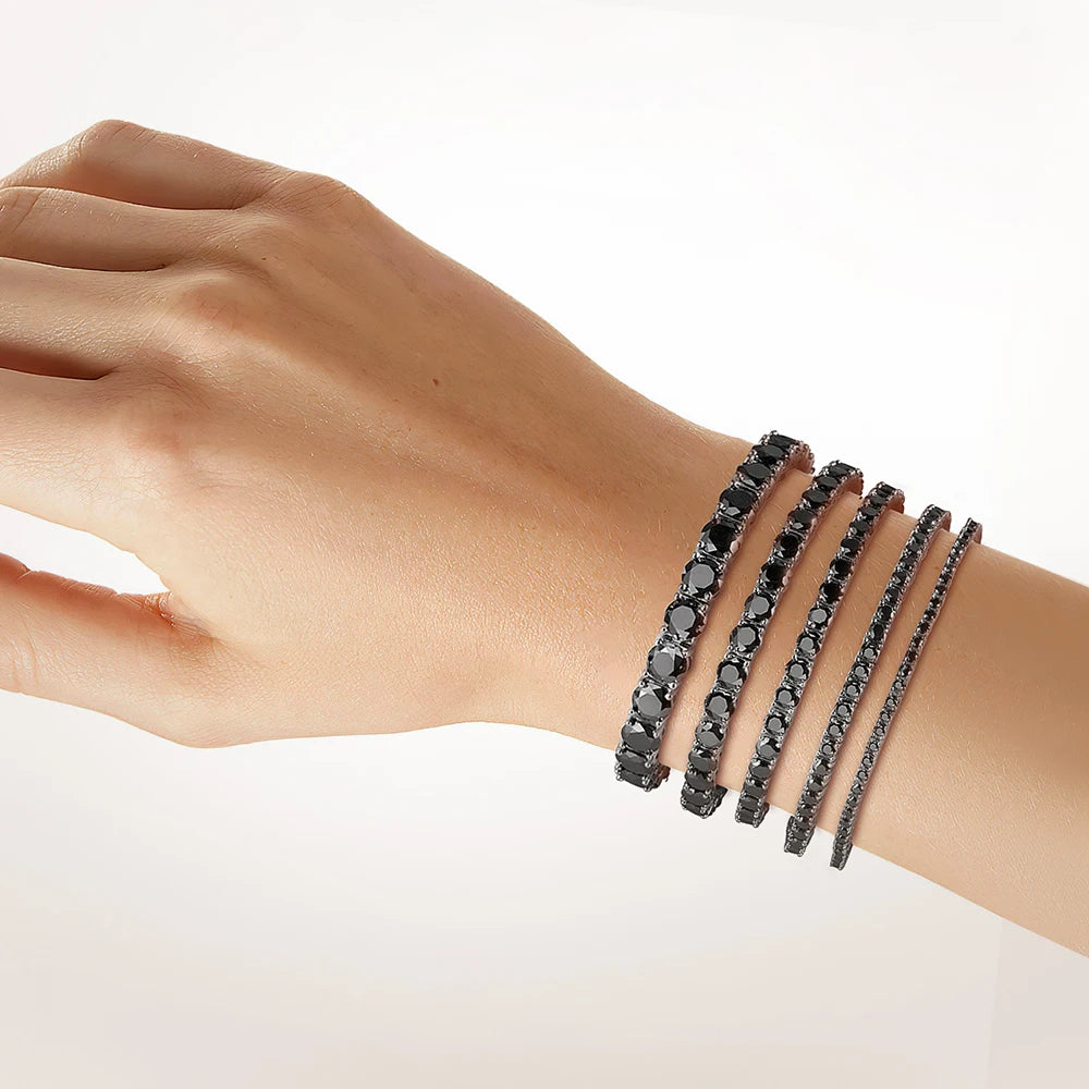 Serenity 2mm 3mm 5mm Black Moissanite Tennis Bracelet For Women Man Gift S925 Sterling Silver Sparkling Lab Diamond Hand Chain - Madeinsea©