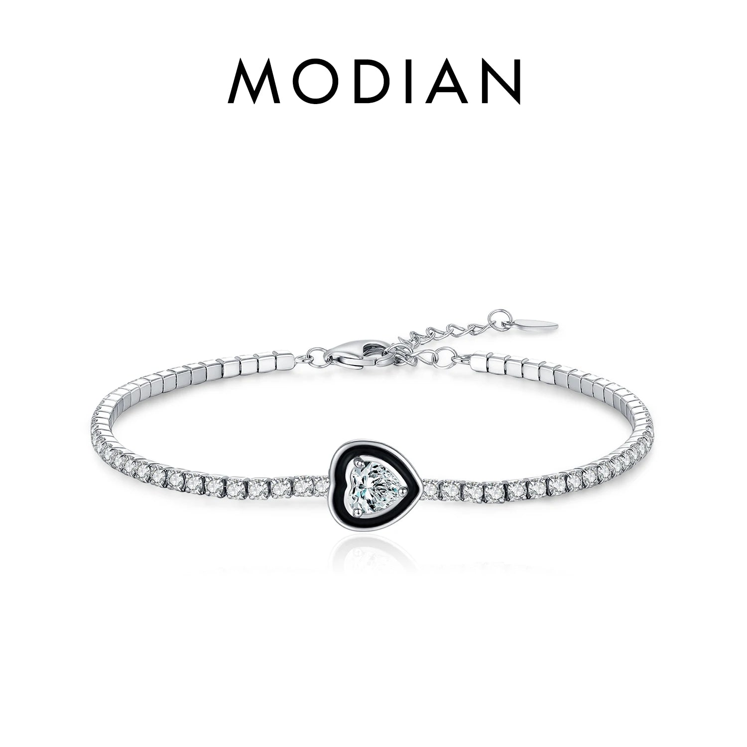 MODIAN 925 Sterling Silver Shinning Stackable Bracelets Stars Geometric Heart Water Drop CZ Tennis Bracelets For Women Jewelry
